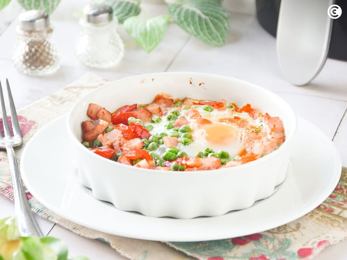 Huevo al plato en freidora de aire
