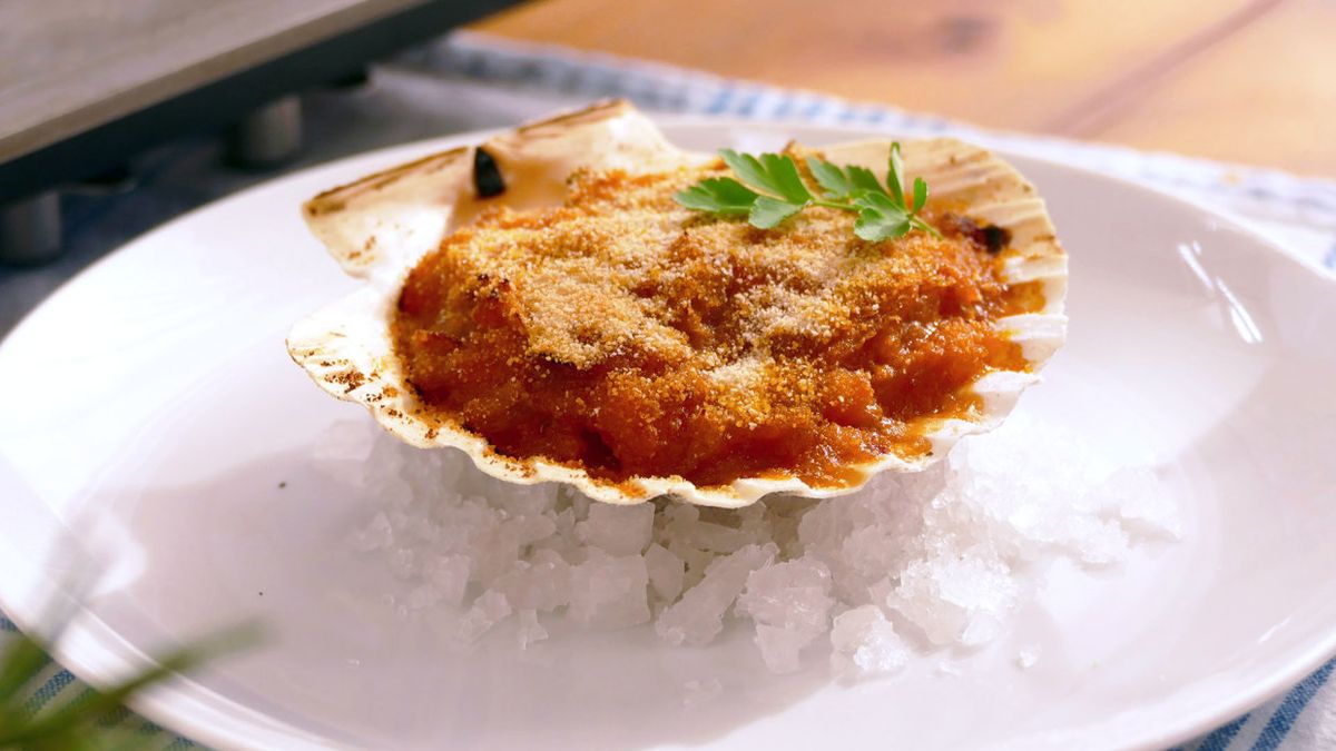 Vieiras gratinadas a la gallega