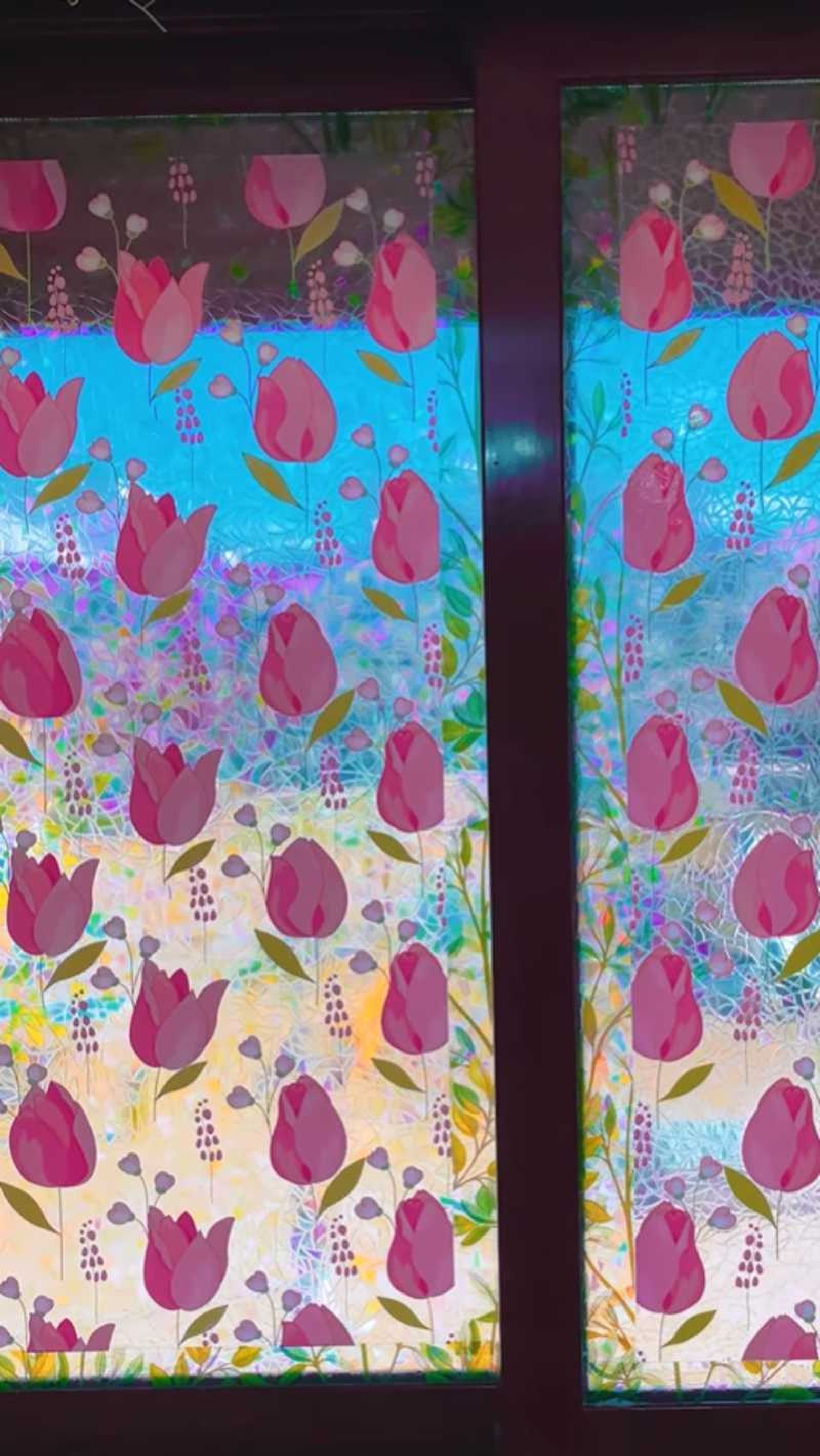 Ventanas de la cocina con vinilos holográficos. Ventanas de la cocina con vinilos holográficos.