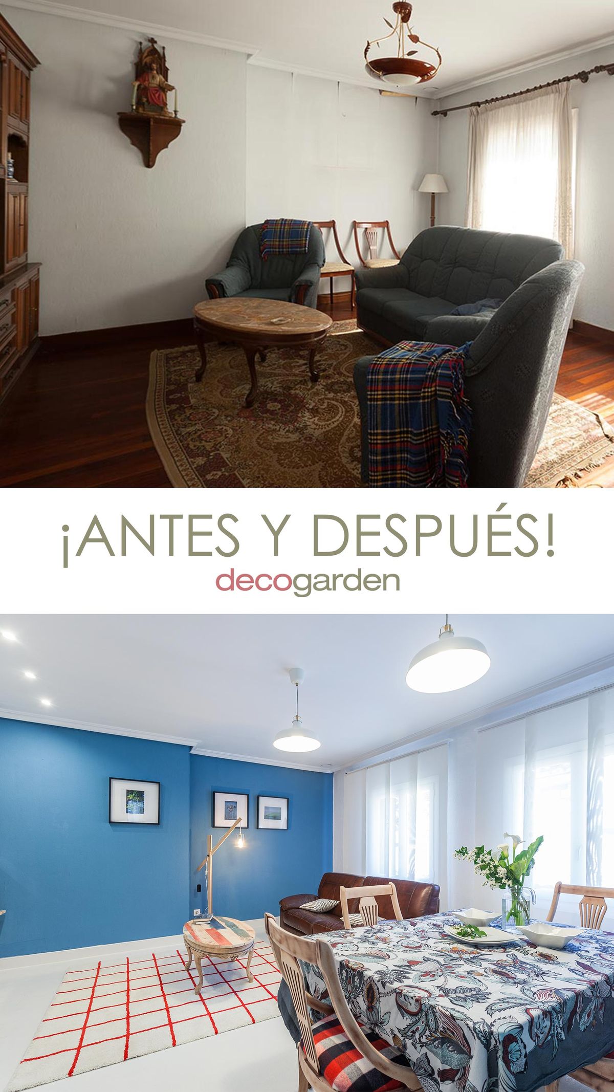 Deco739 Salón moderno con estantería de pales pin