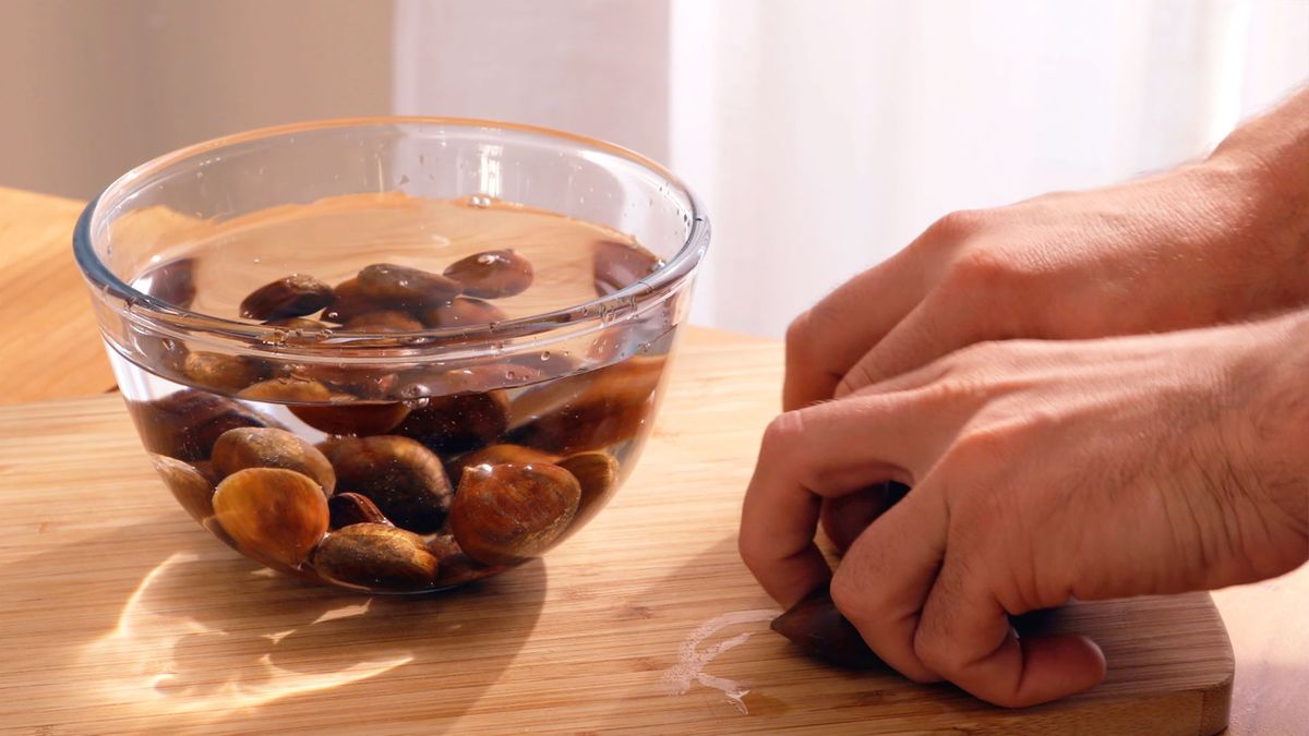 Receta castañas cocidas  paso 1