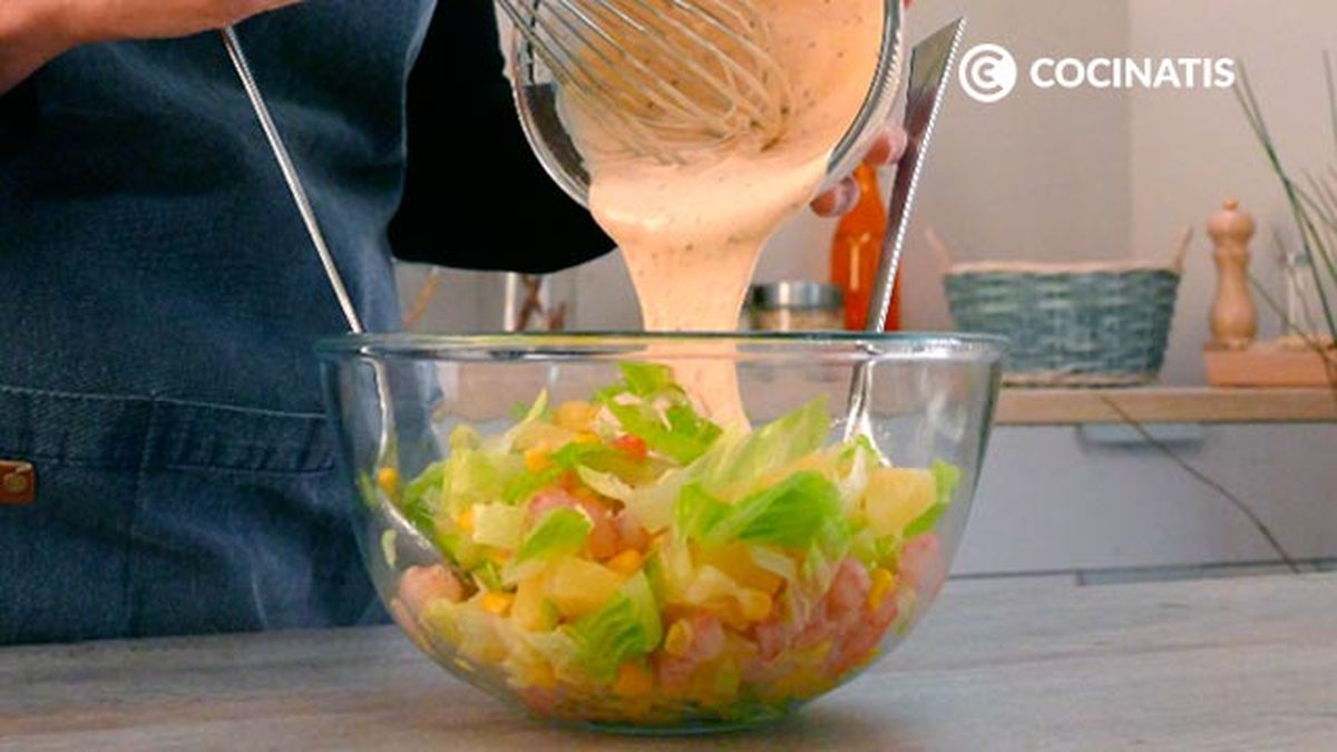 Receta de cóctel de gambas con salsa rosa y piña  paso 4