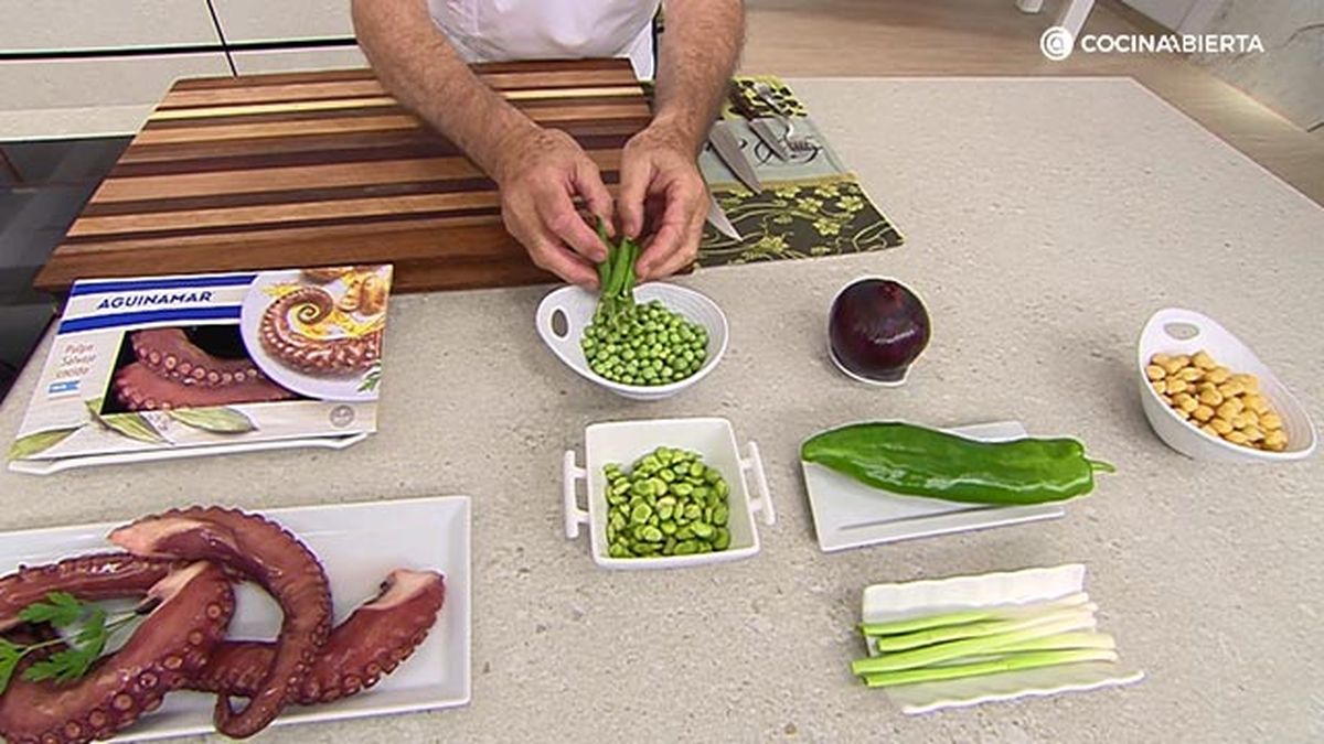 receta salteado pulpo verduras garbanzos ka ingredientes