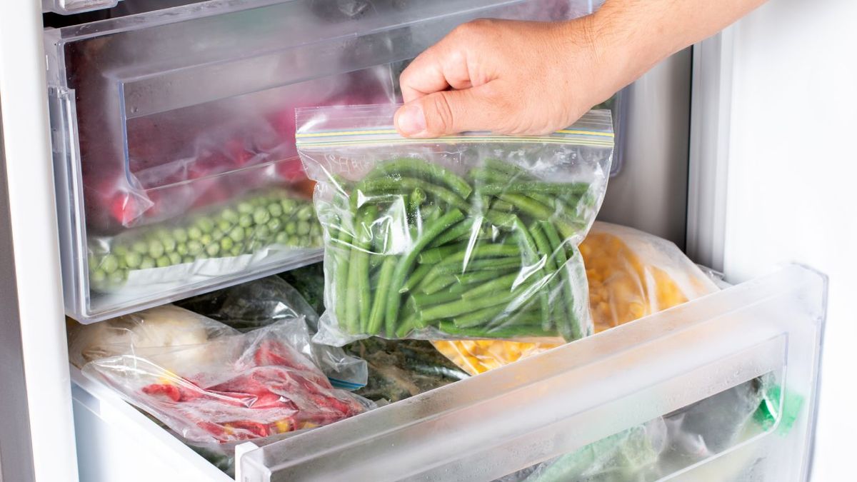 Judías verdes en bolsa hermética para congelar