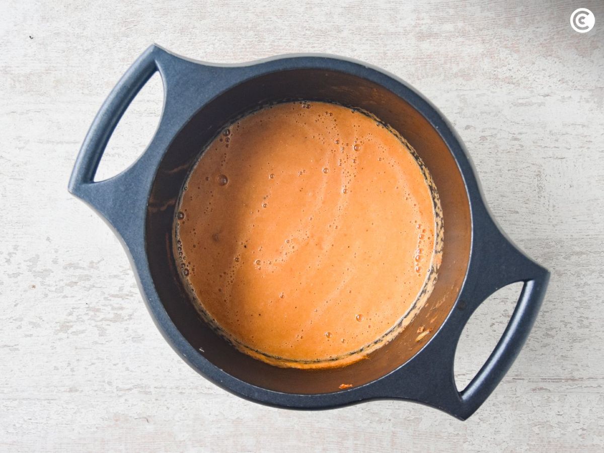 Triturar la crema de langostinos