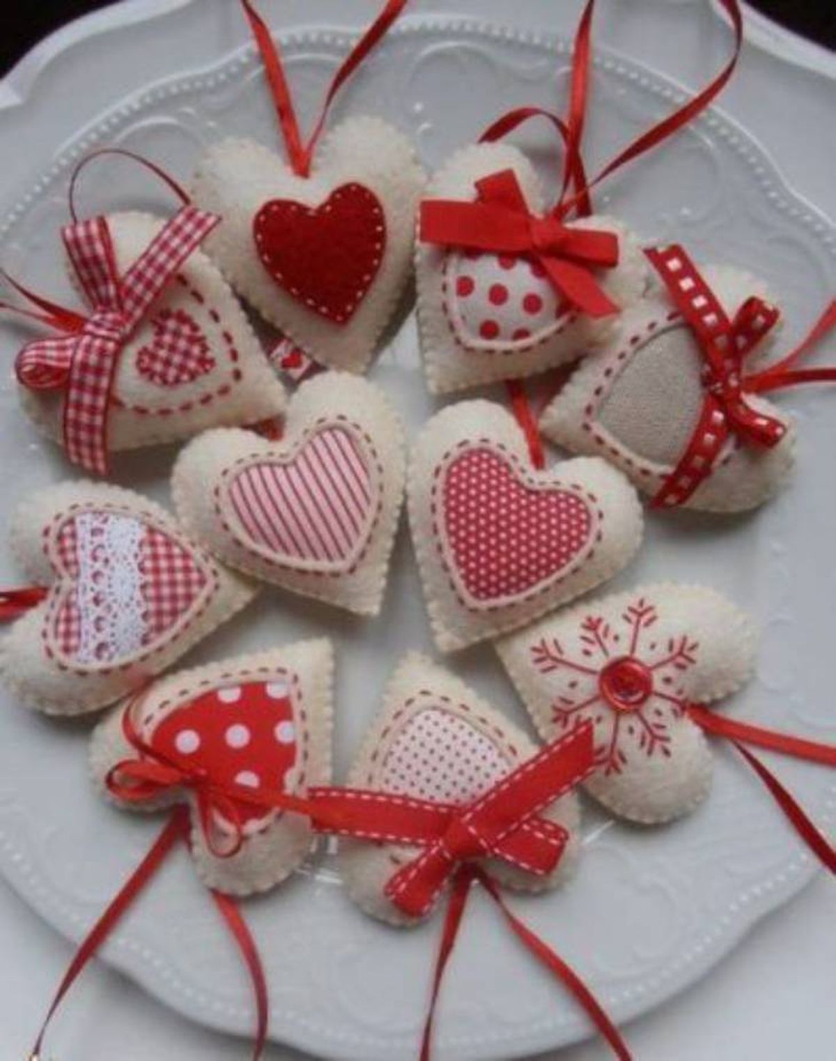 corazones tela adornos reciclados arbol navidad pinterest Ideas rápidas
