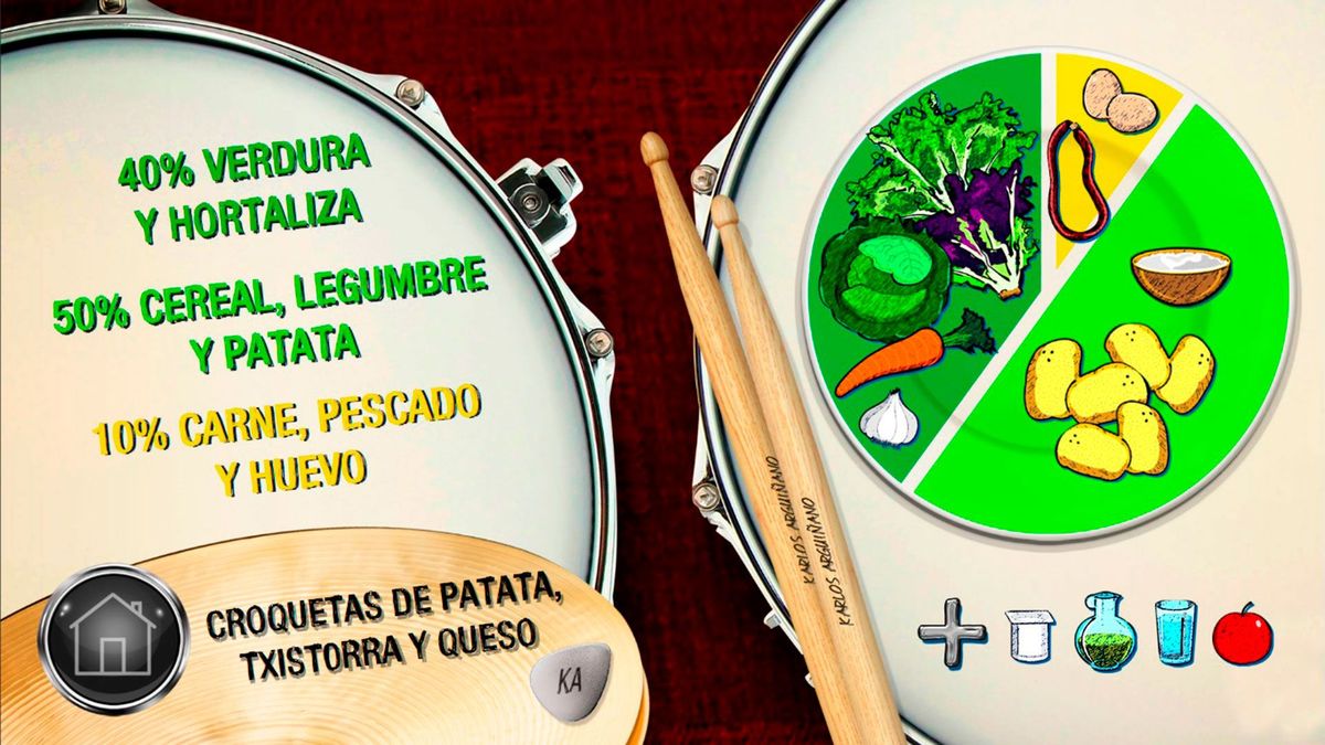 Plato equilibrado croquetas patata txistorra y queso