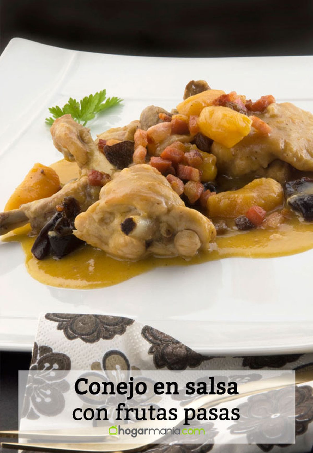 conejo salsa frutas pasas pin