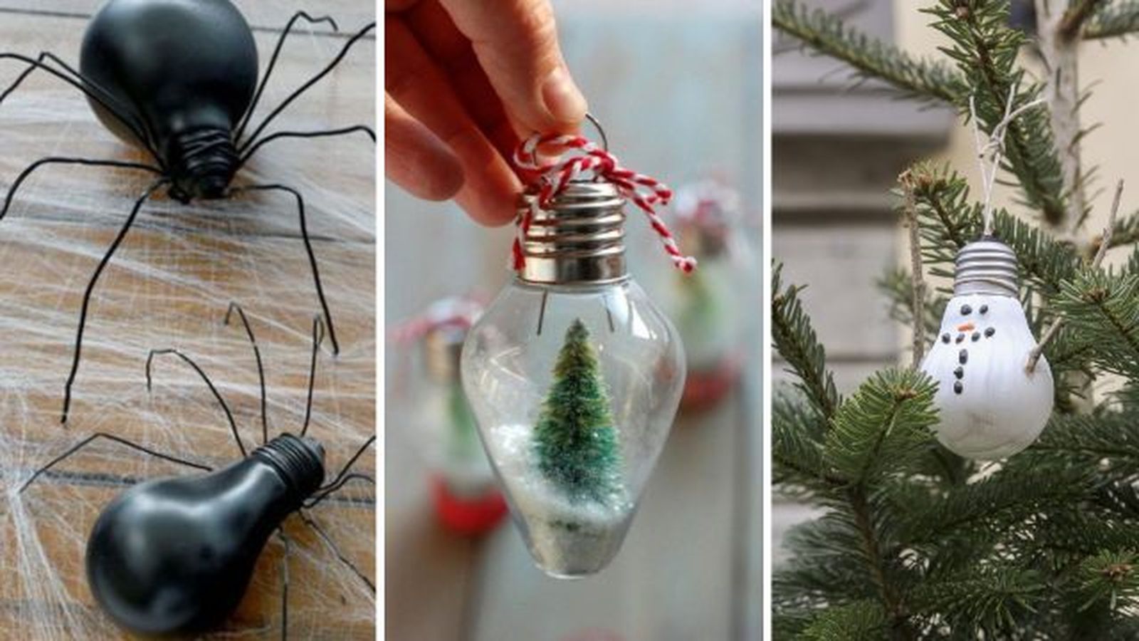 ideas reciclar bombillas decoracion halloween navidad