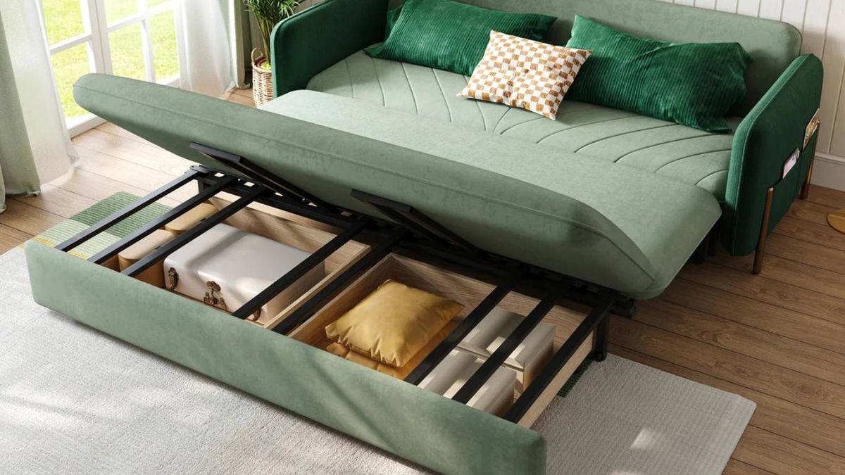 Un sofá cama ofrece versatilidad y comodidad en espacios pequeños o multifuncionales.