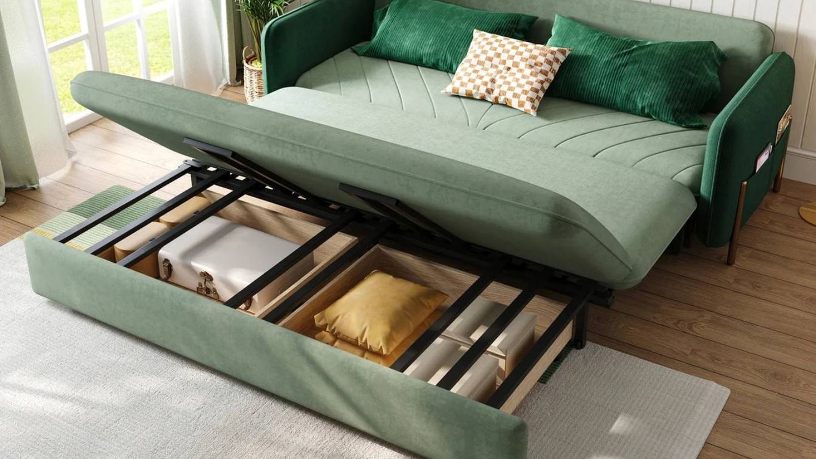 Un sofá cama ofrece versatilidad y comodidad en espacios pequeños o multifuncionales. Un sofá cama ofrece versatilidad y comodidad en espacios pequeños o multifuncionales.