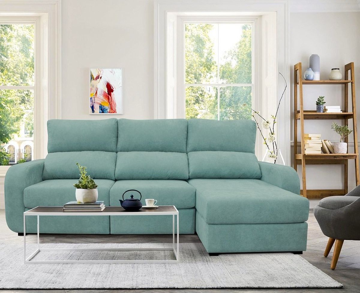 Decoracion elegir sofa Chaise longue convertible cama tela colorAPRIL Conforama