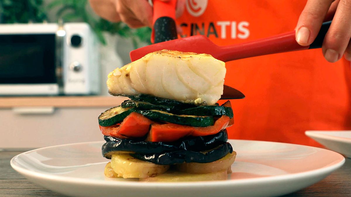 Receta de milhojas de bacalao gratinado con verduras  paso 5