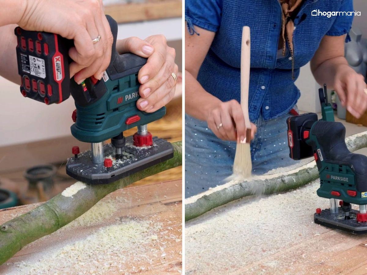 Crea el hueco para introducir la luz en la lámpara rama decorativa