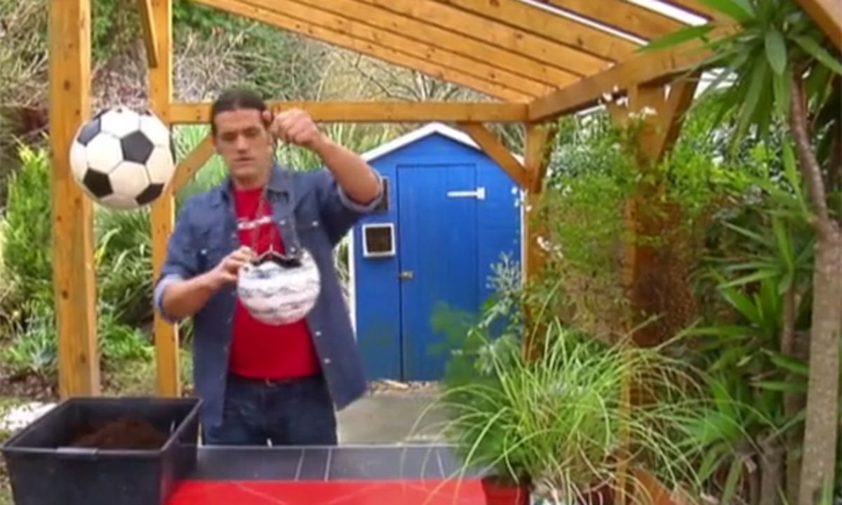 Reutilizar balones como maceteros paso 4