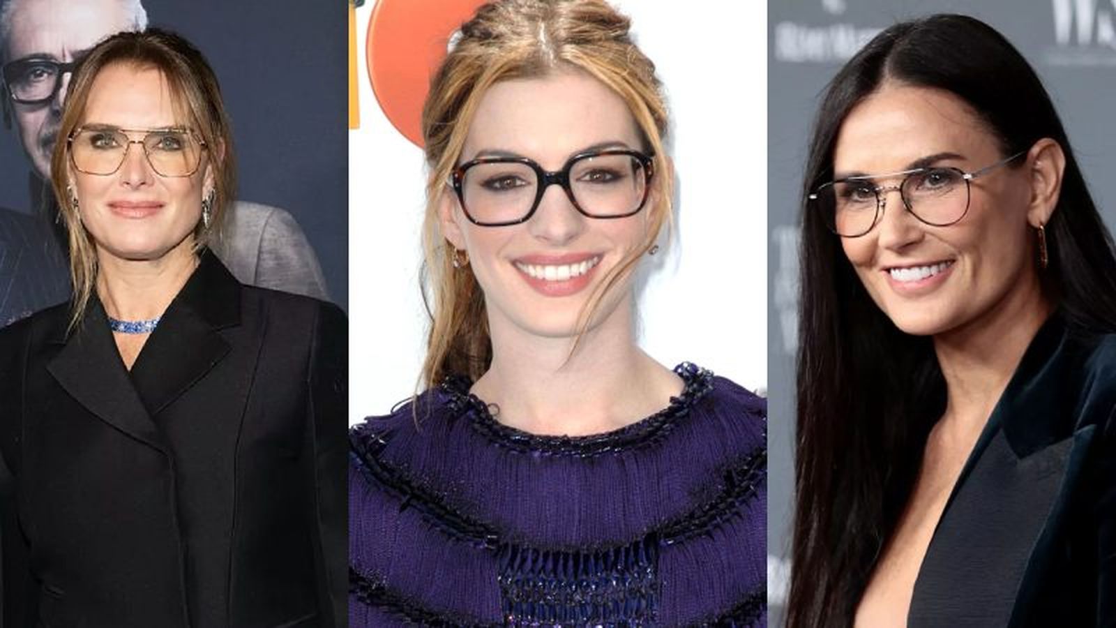 Brooke Shields, Anne Hathaway y Demi Moore con gafas / Fotos: Pinterest Brooke Shields, Anne Hathaway y Demi Moore con gafas / Fotos: Pinterest