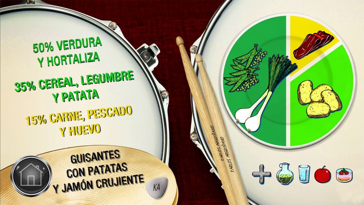 guisantes con patatas y jamon crujiente plato