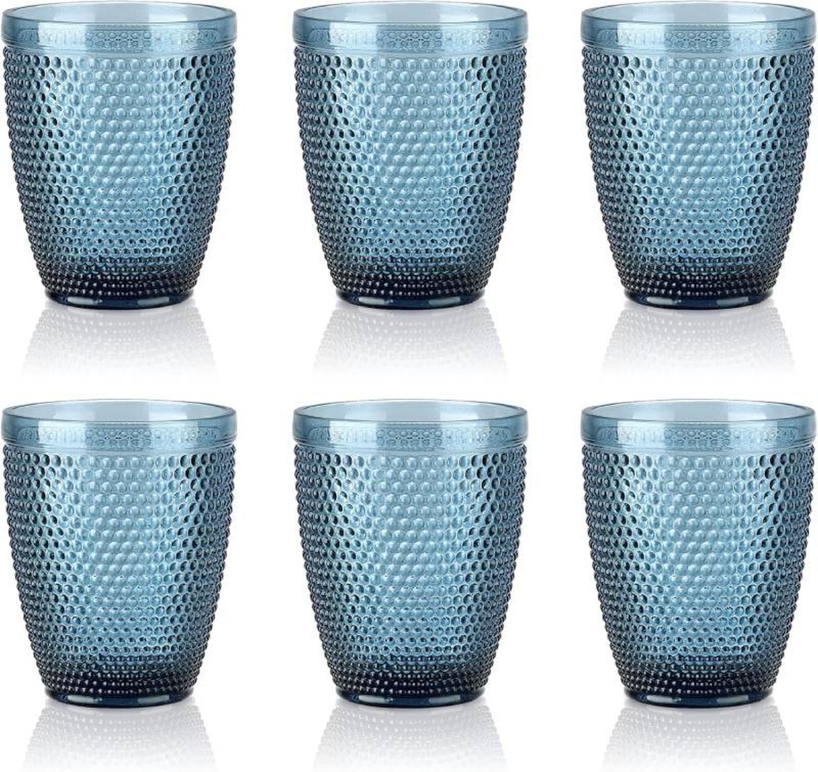 Set de vasos de cristal azules de Amazon. Set de vasos de cristal azules de Amazon.