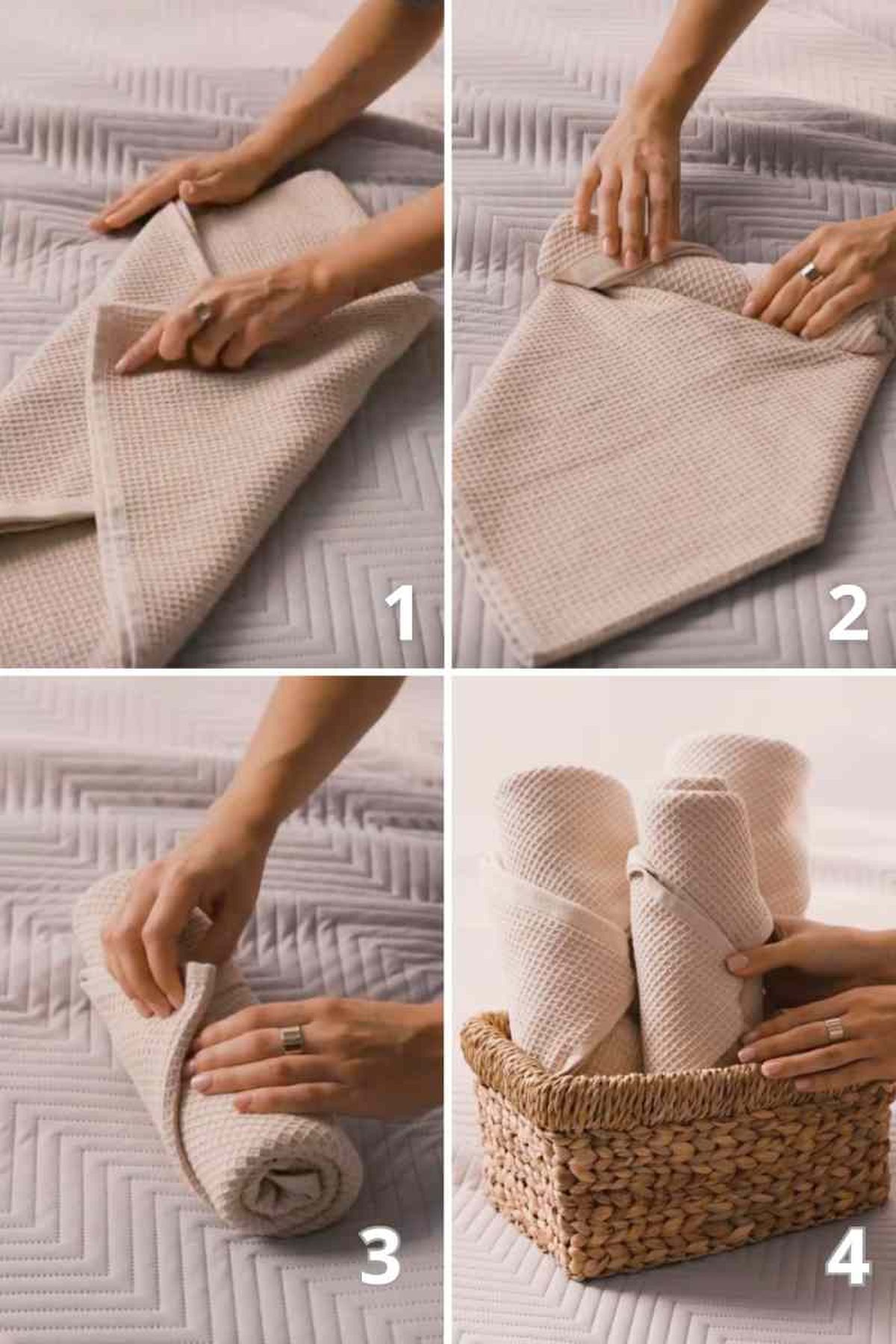 Doblar las toallas en rollo optimiza el espacio / Imagen: Pinterest