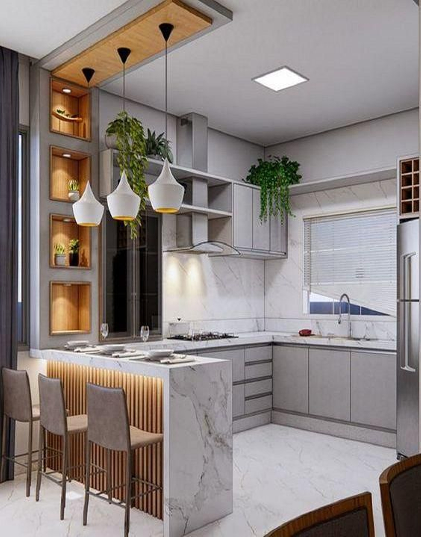 barra cocina marmol y madera pinterest julio