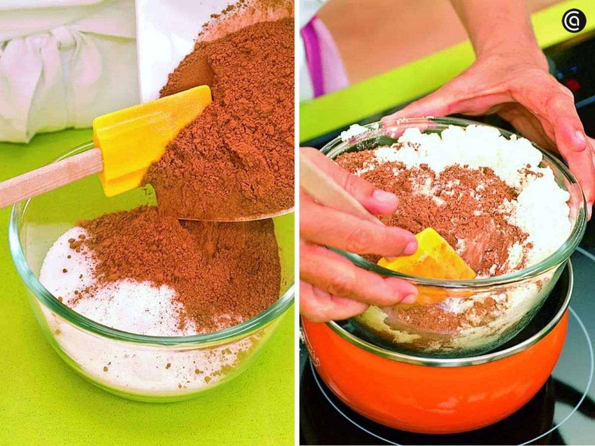 Incorpora el cacao y la leche en polvo