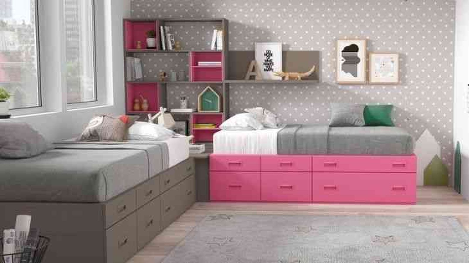 Camas formando un ángulo recto