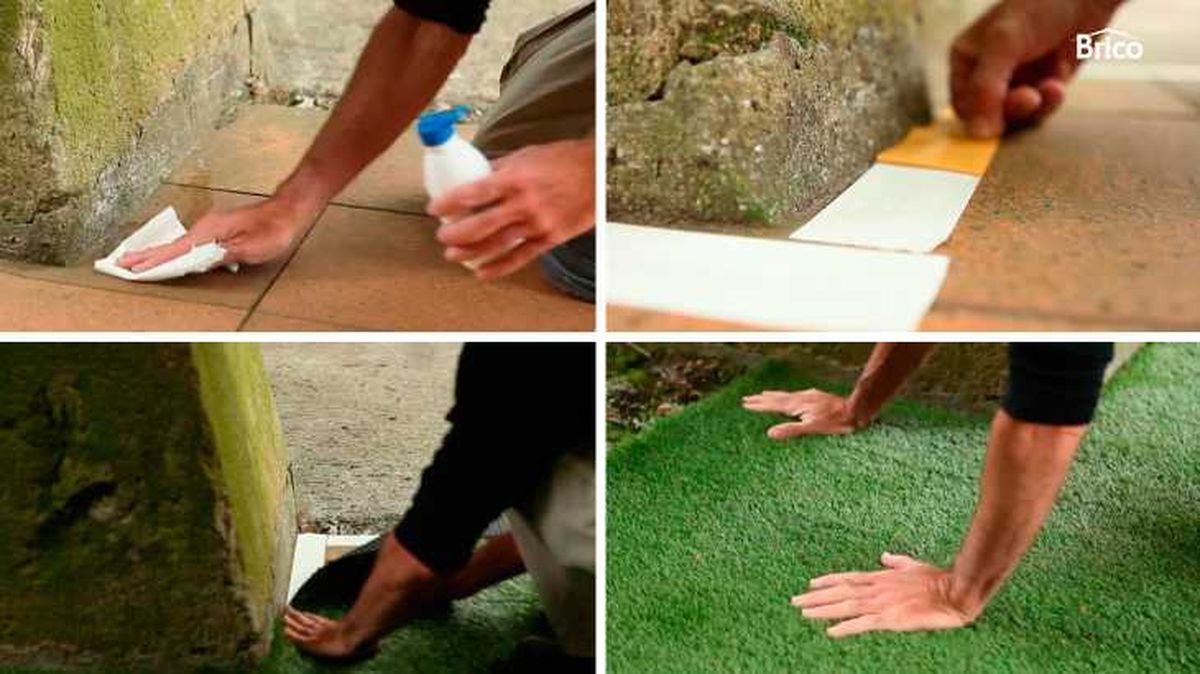 Pasos para pegar césped artificial en una superficie lisa