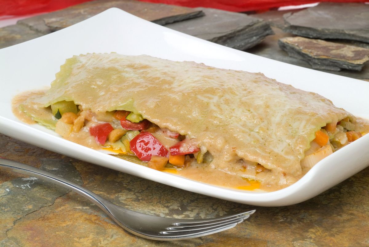 Lasana verde con salsa de cacahuete xl