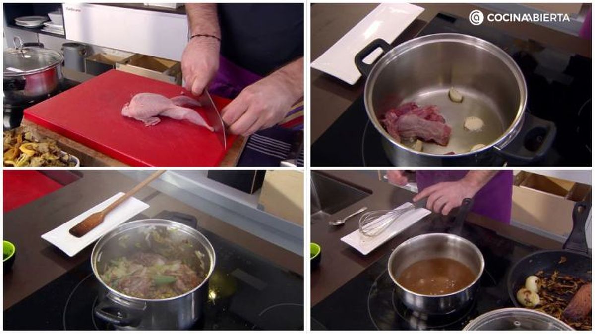 Los primeros pasos para elaborar pechugas de codorniz en salsa