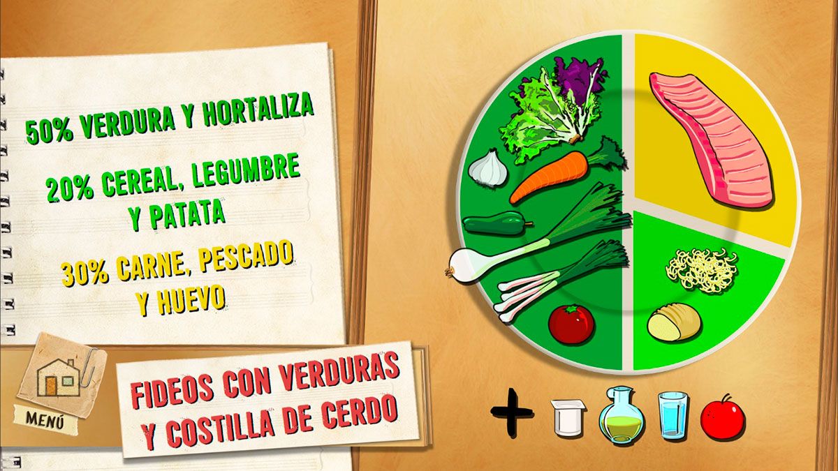 fideos verduras plato