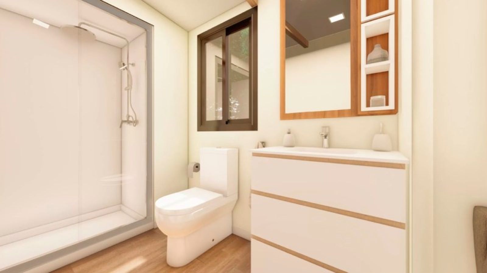 Baño de la casa prefabricada modelo Denia de Alucasa Baño de la casa prefabricada modelo Denia de Alucasa