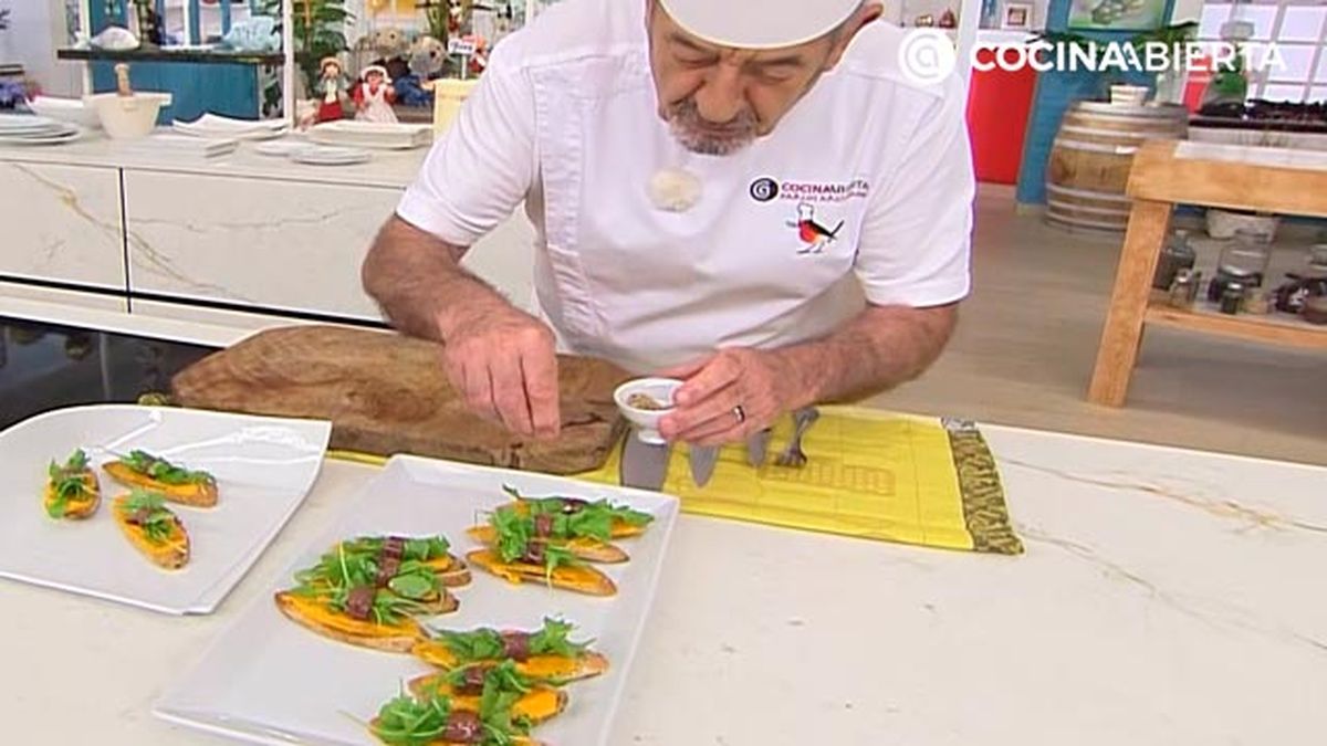 pintxos de anchoa con crema de zanahoria y rucula receta aperitivo facil karlos arguinano karl67970321 paso5