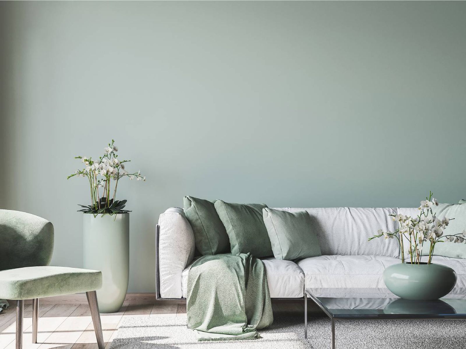 La serenidad del verde menta se refleja en este salón con decoración sencilla y luminosa. La serenidad del verde menta se refleja en este salón con decoración sencilla y luminosa.