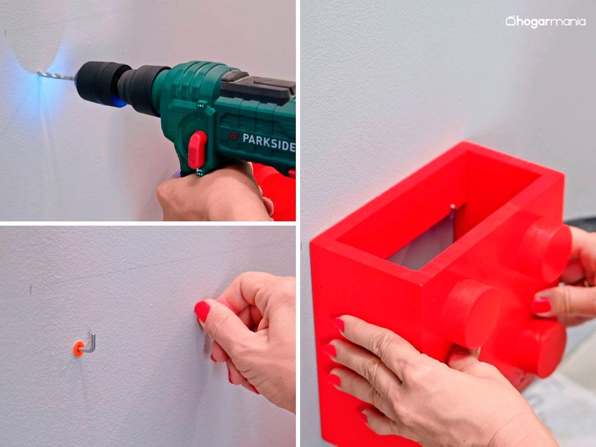 Fija los cubiletes modulares de Lego a la pared