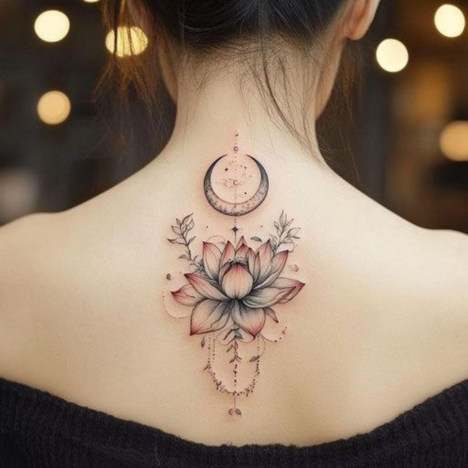 Tatuaje de una flor de loto en la espalda Tatuaje de una flor de loto en la espalda