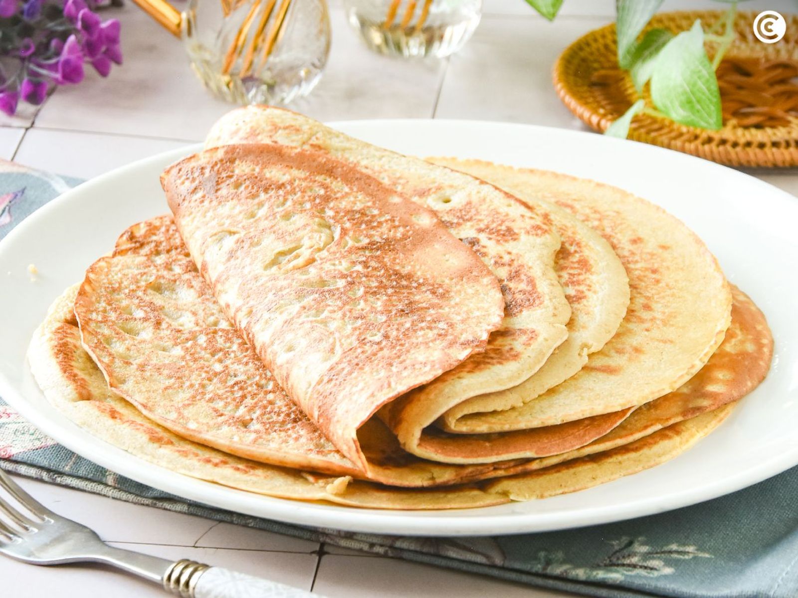 Crepes de avena finas y esponjosas