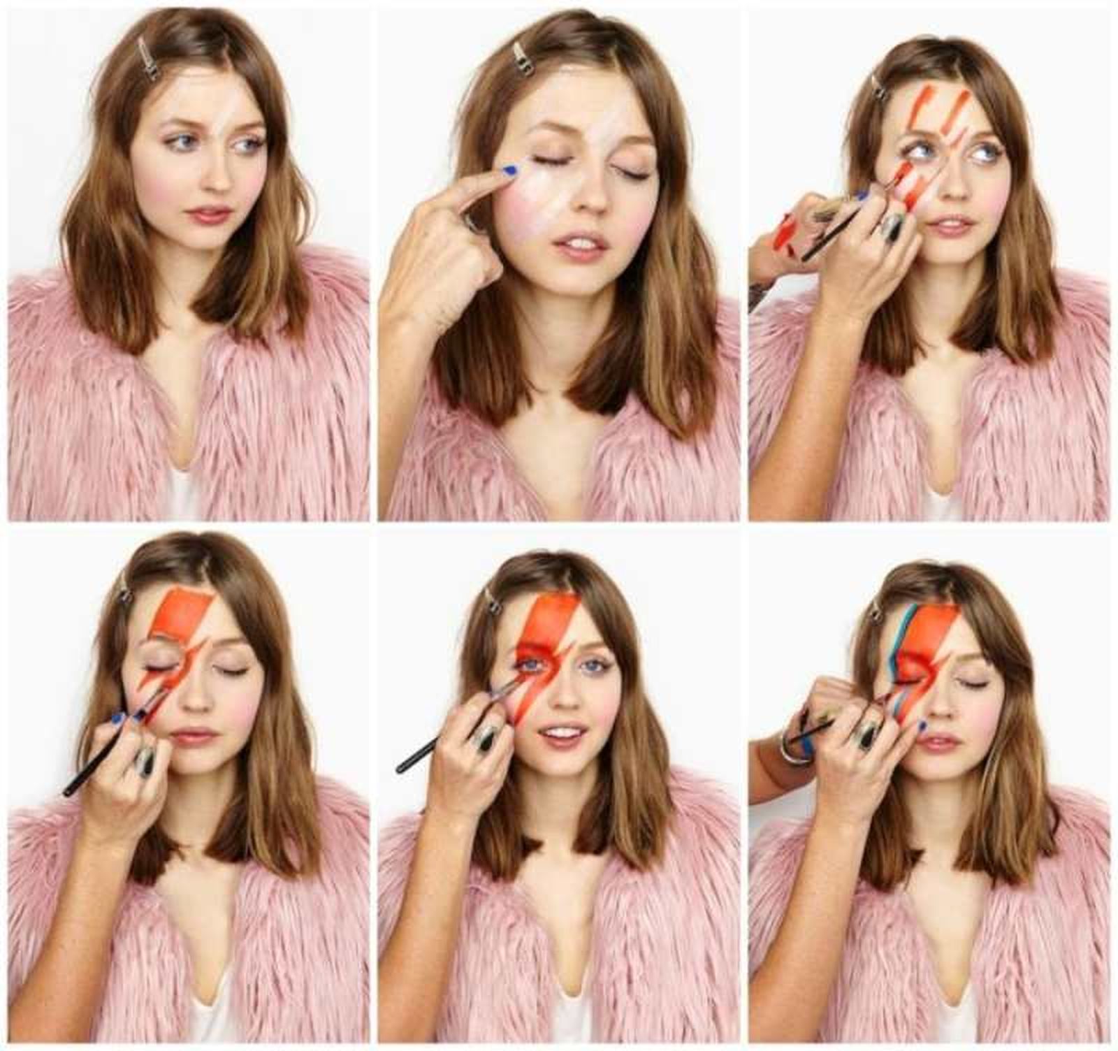 Paso a paso del maquillaje del rayo de David Bowie Paso a paso del maquillaje del rayo de David Bowie