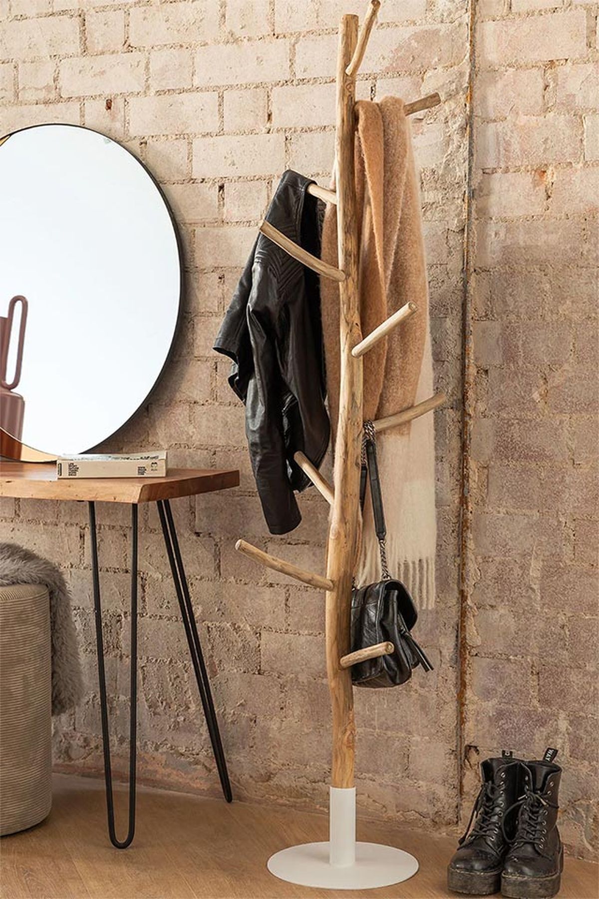 perchero madera teca sklum