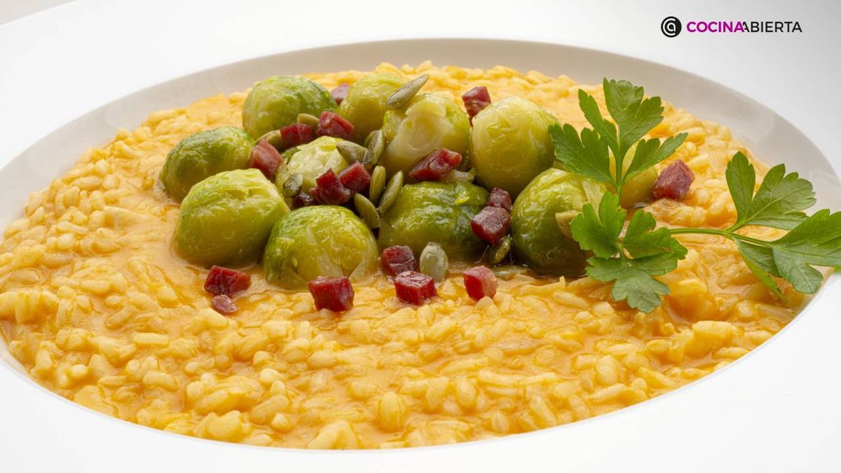 Arroz con coles de Bruselas 