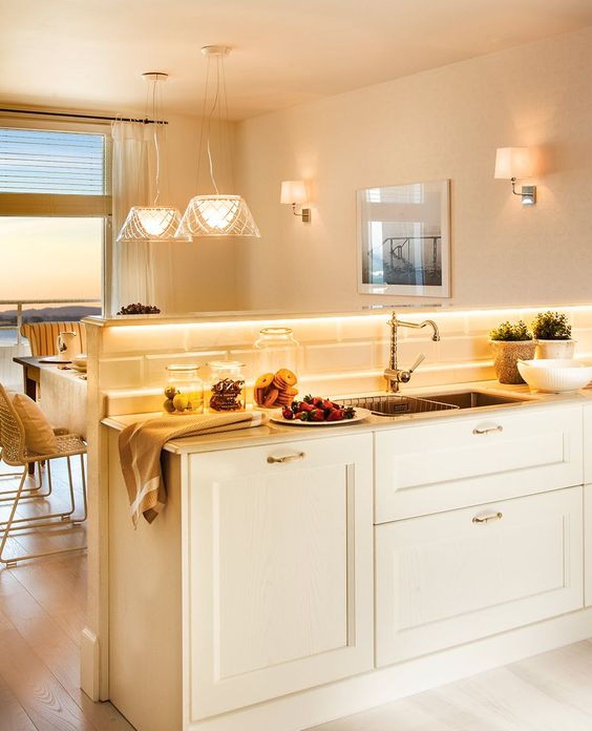 cocina sin muebles altos barra