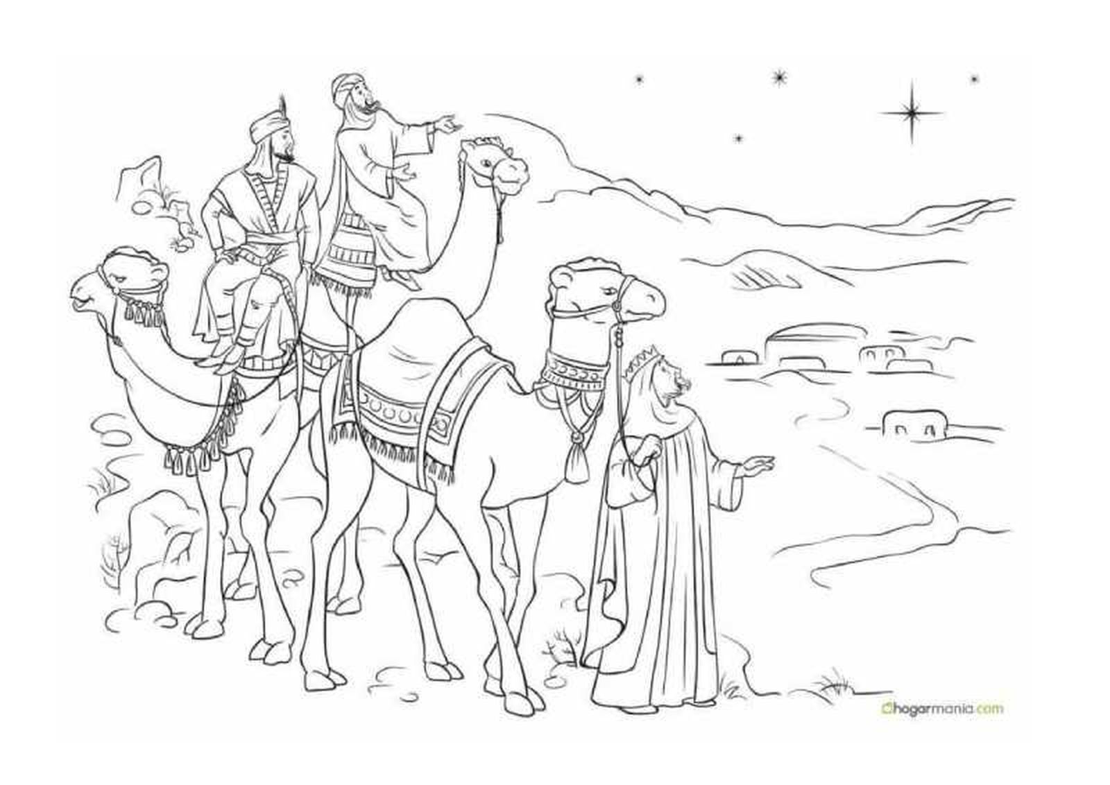 Dibujos de los Reyes Magos en camello para colorear. Dibujos de los Reyes Magos en camello para colorear.