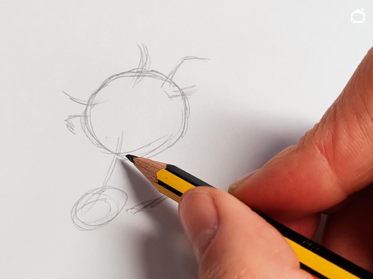 Primer paso para dibujar una vaca realista.