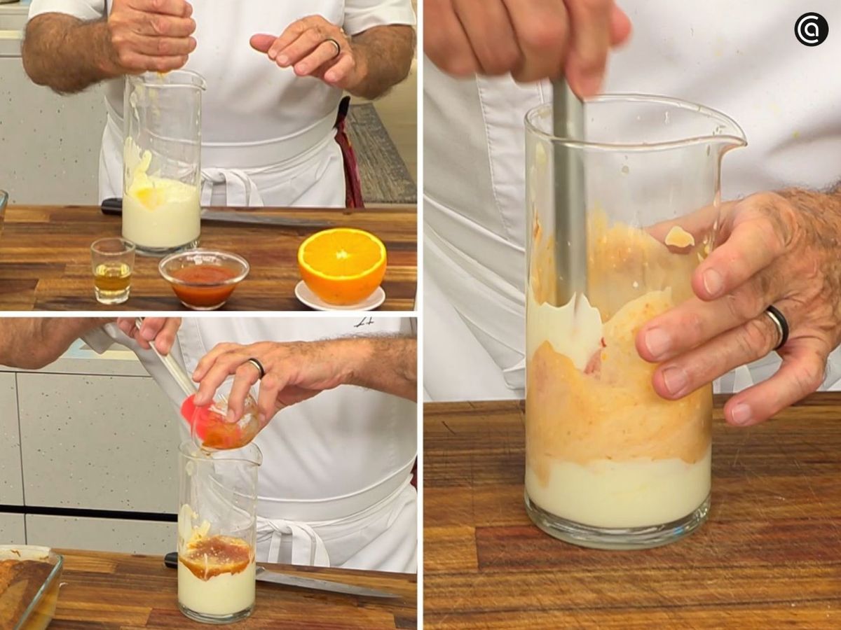 Agrega el tomate, el whisky y el zumo de naranja, y mezcla bien