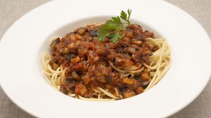 Receta de espaguetis con berenjenas