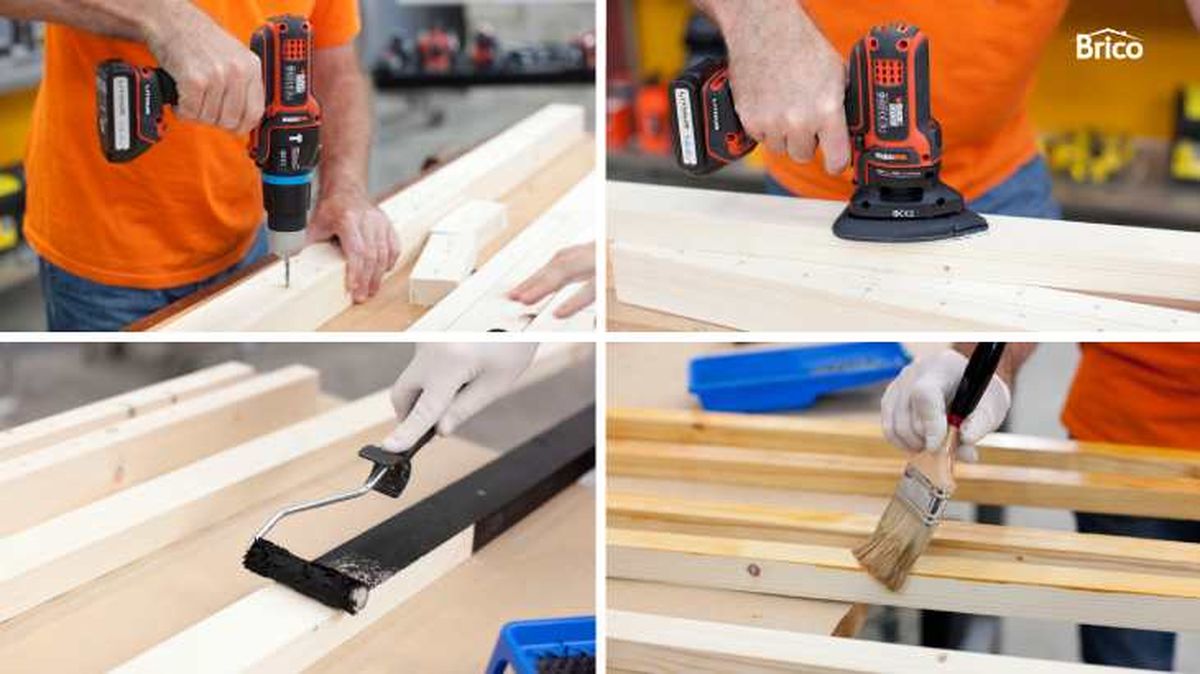 Realizar los agujeros de fijación y pintar o barnizar las piezas