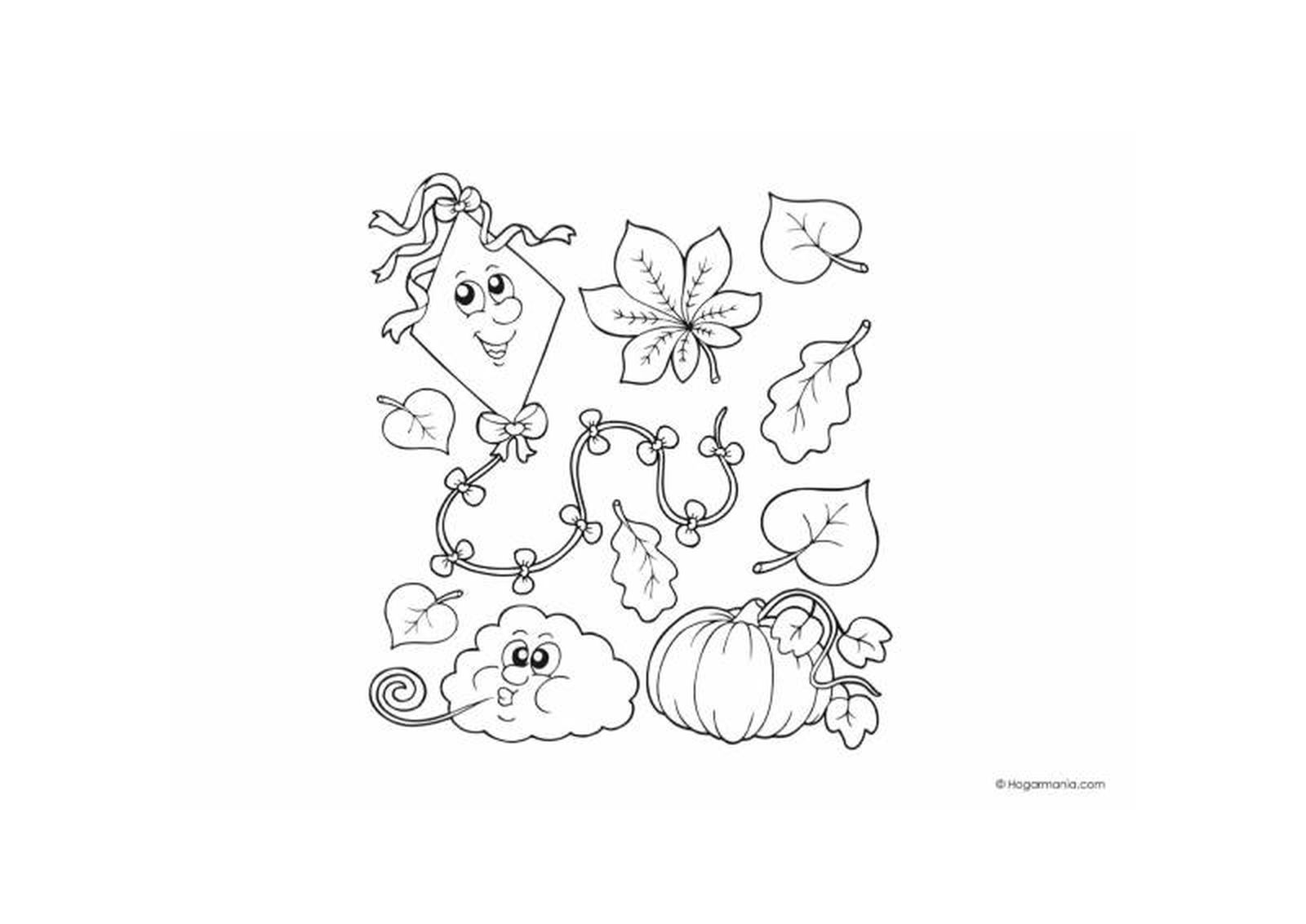 Ilustraciones otoñales para colorear. Ilustraciones otoñales para colorear.