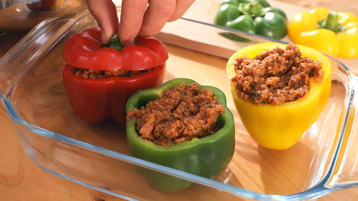 Receta pimientos rellenos al horno  paso 4
