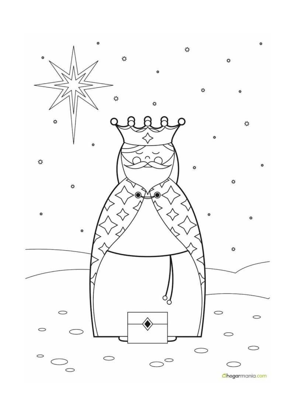 Dibujo del Rey Mago Melchor para colorear.