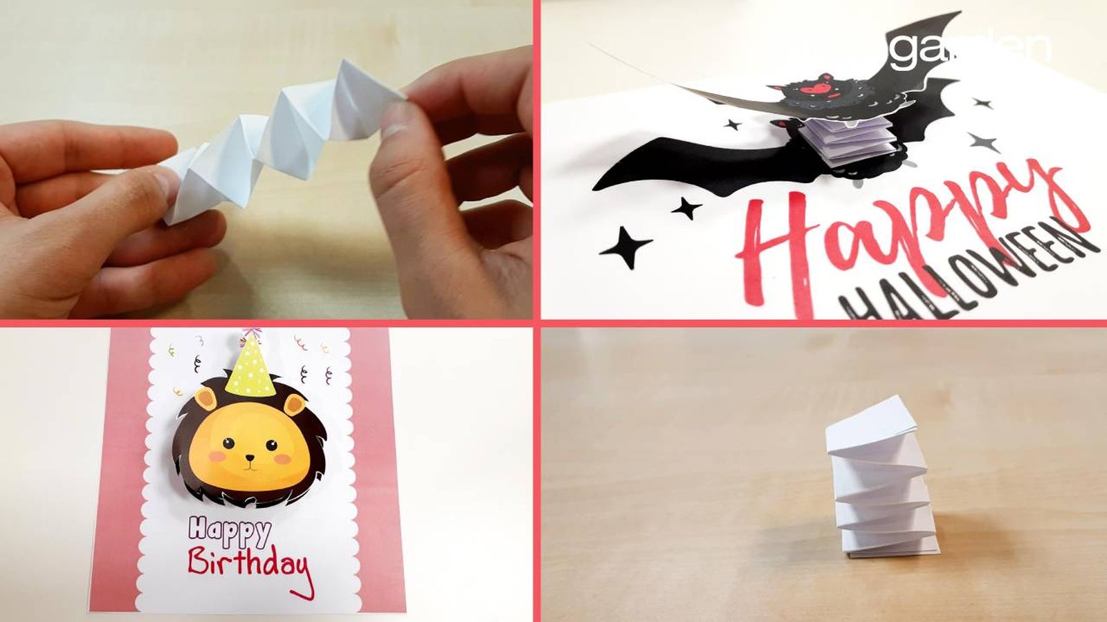 Muelle de papel para decorar postales de cumpleaños y Halloween.