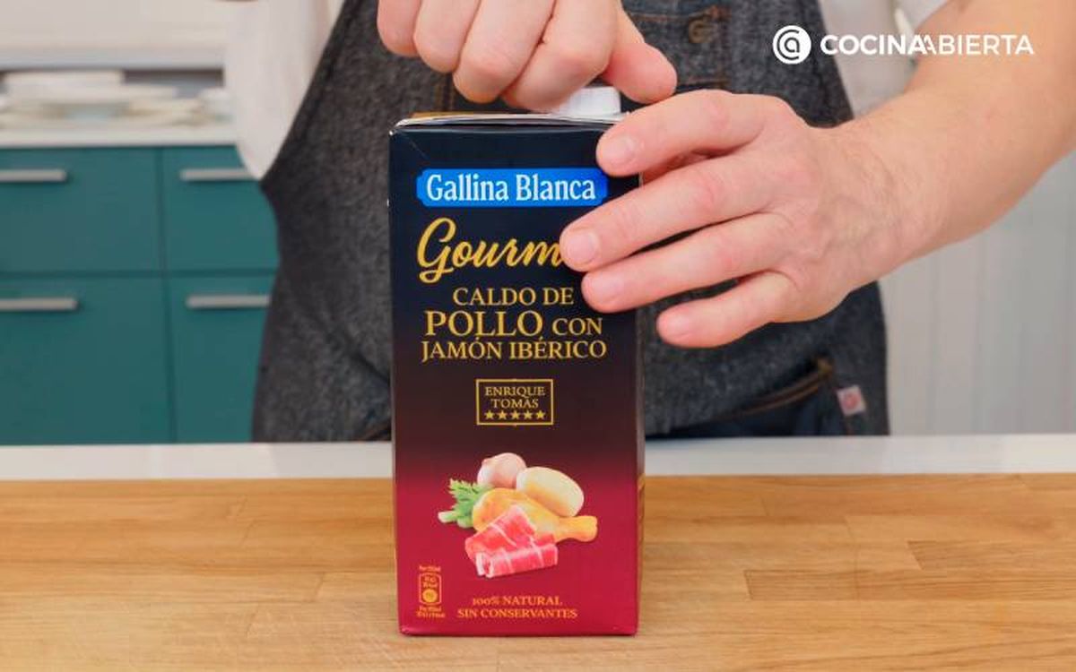 Realza el sabor con el Caldo Gallina Blanca Gourmet de Pollo con Jamón Ibérico Enrique Tomás